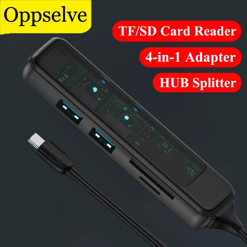 

Type-C Adapter TF/SD Card Reader 4 In 1 USB Extender HUB 5Gbps Transmission Splitter Docking Station For MacBook Notebook Laptop
