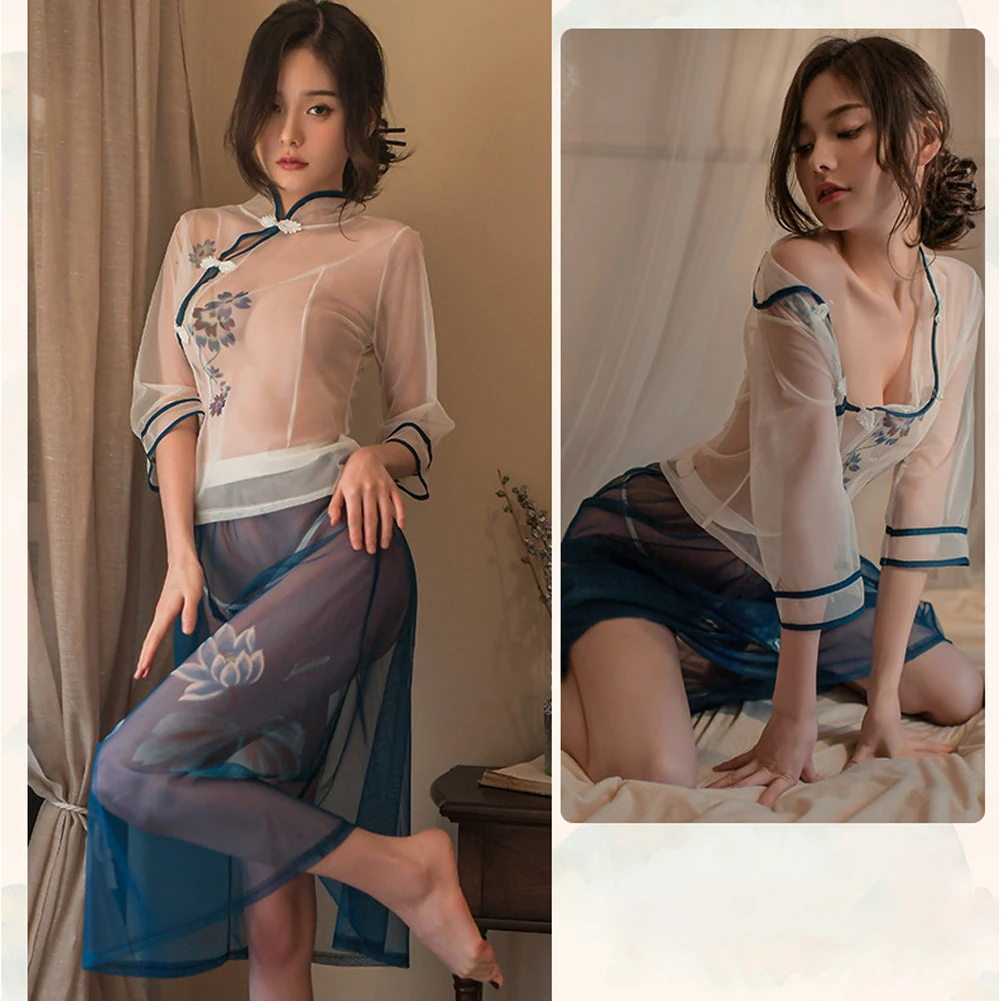 3pcs Set Woman Top+Skirt+Thong Sexy Ladies Erotic Lingerie Transparent Cheongsam Dress See Through Nightwear Jacquard Sleepwear
3pcs Set Woman Top+Skirt+Thong Sexy Ladies Erotic Lingerie Transparent Cheongsam Dress See Through Nightwear Jacquard Sleepwear