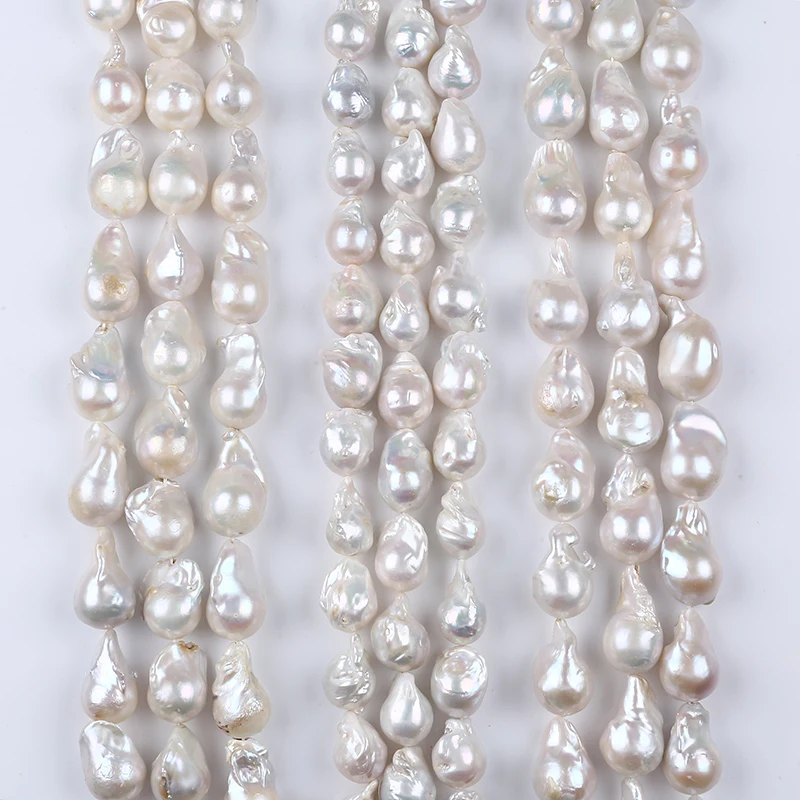 

Hot Sale 14-20mm Natural White Freshwater Baroque Pearls Strands