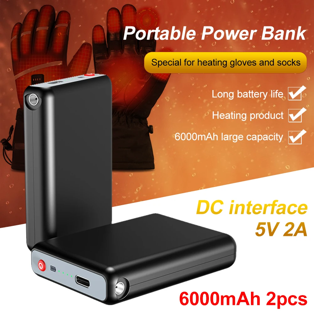 2Pcs 6000mAh Power Bank 5V/2A DC Output Mini Charger Portable External Battery Pack For Mobile Phone Heating Gloves Socks Shoes
2Pcs 6000mAh Power Bank 5V/2A DC Output Mini Charger Portable External Battery Pack For Mobile Phone Heating Gloves Socks Shoes