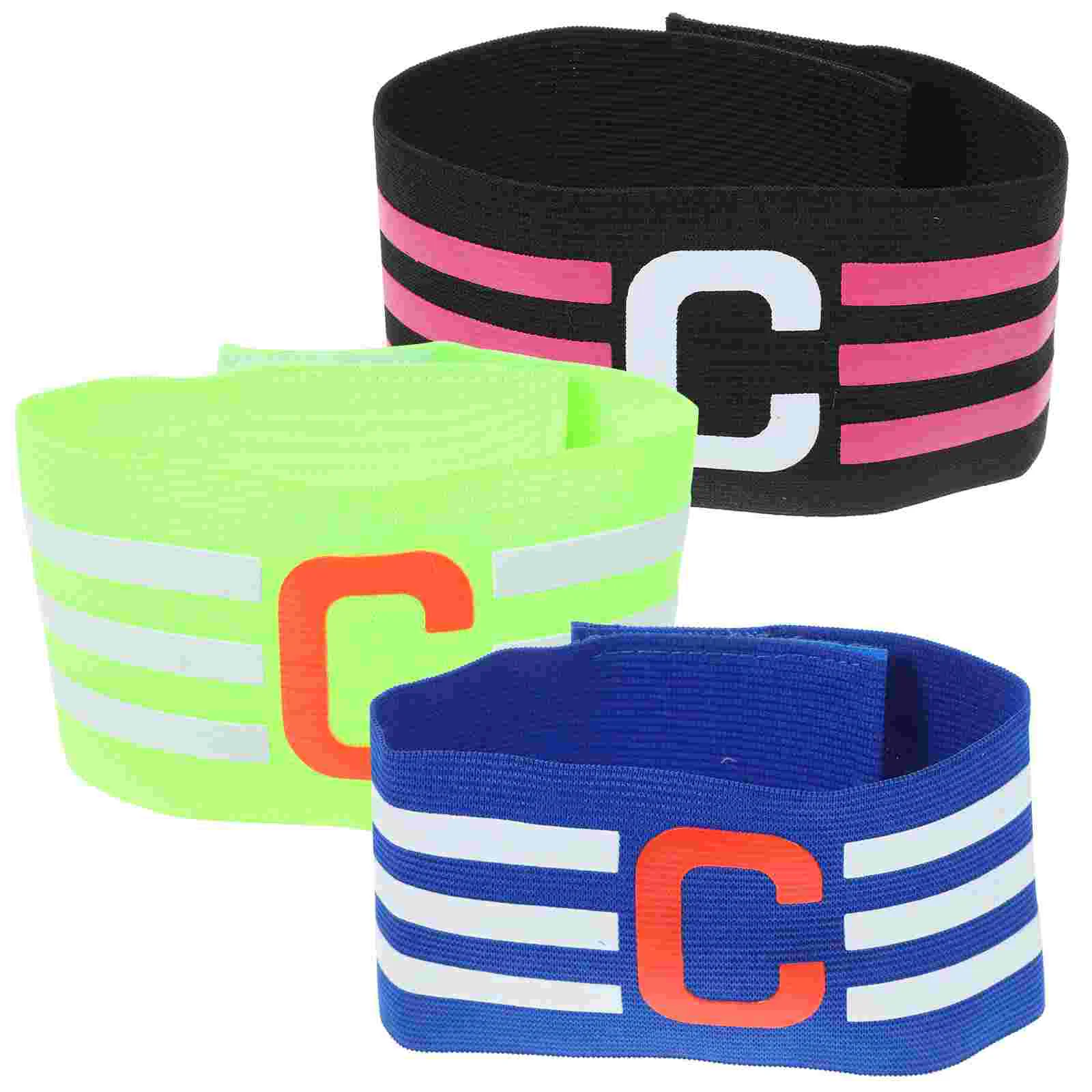 

3 Pcs Stripe Football Match Captain Armband Emblems Athletic Player Bands Nylon Soccer Armbands For