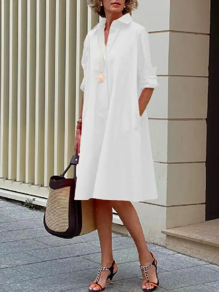 Bonboho 2024 Spring New Long Sleeves Shirt Dress for Women Lapel Collar Loose Fit Single-breasted Midi Dresses Commuter Outfit
Bonboho 2024 Spring New Long Sleeves Shirt Dress for Women Lapel Collar Loose Fit Single-breasted Midi Dresses Commuter Outfit
