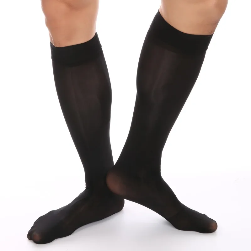 

Японские деловые длинные носки, мужские чулки до середины голени, блестящие чулочно-носочные изделия, гладкие носки, эластичные Длинные Формальные носки до середины икры