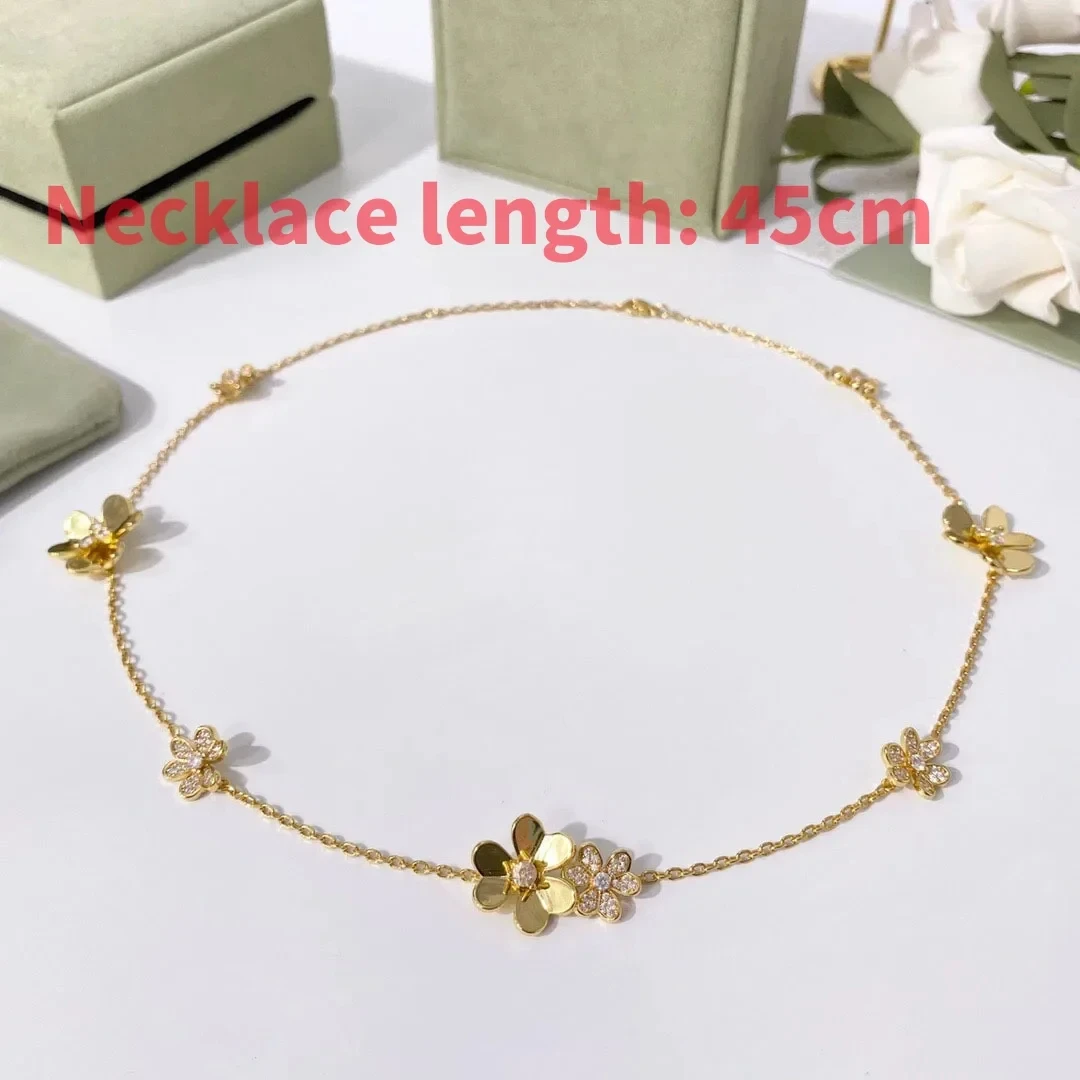 

High quality AAA grade zircon high quality copper silver plated lucky flower necklace for women fashion jewelry gifts