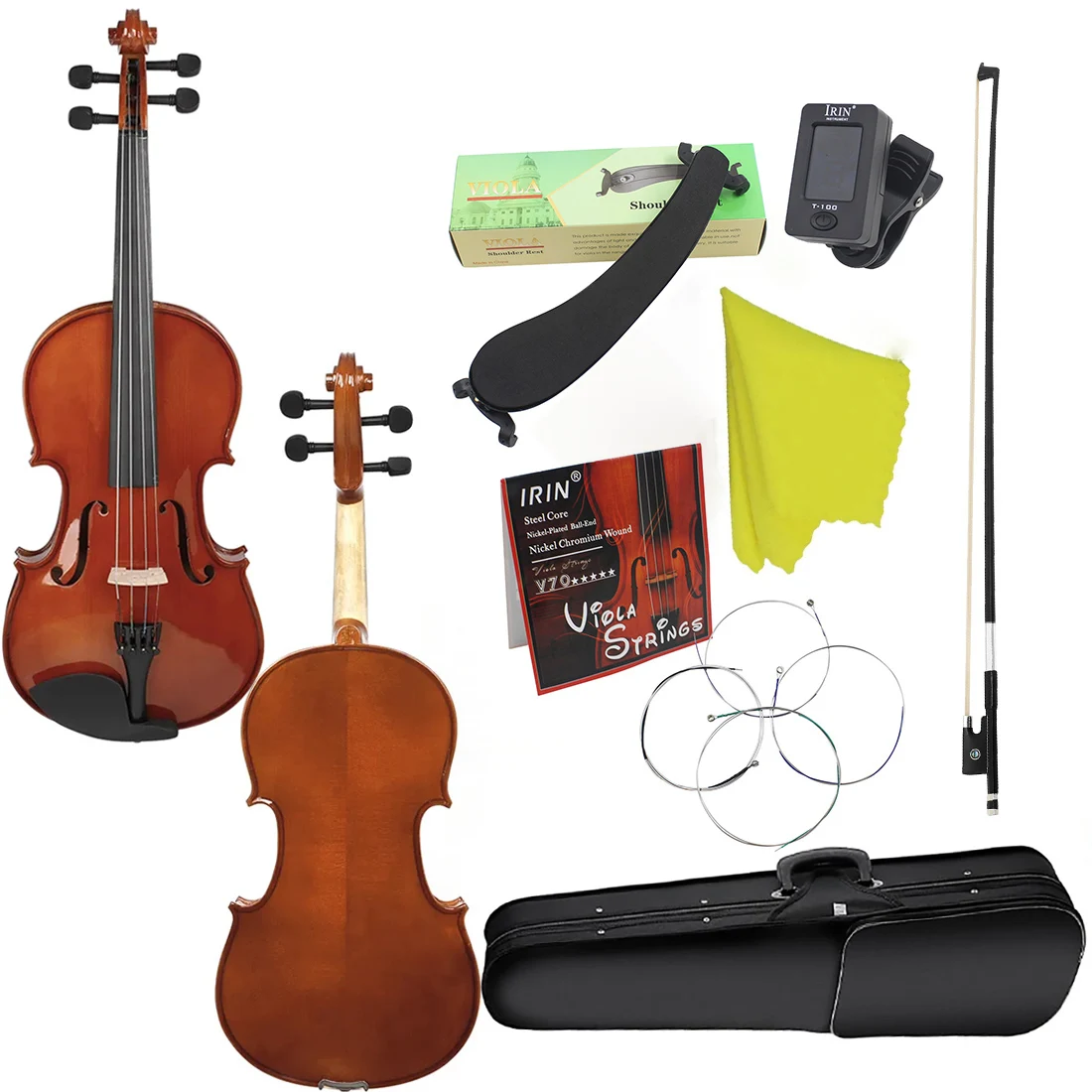 

Astonvilla 16 Inch Viol VA-35 Spruce Panel Acoustic Viola with Case Bow Shoulder Rest Strings Tuner Cleaning Cloth Accessories