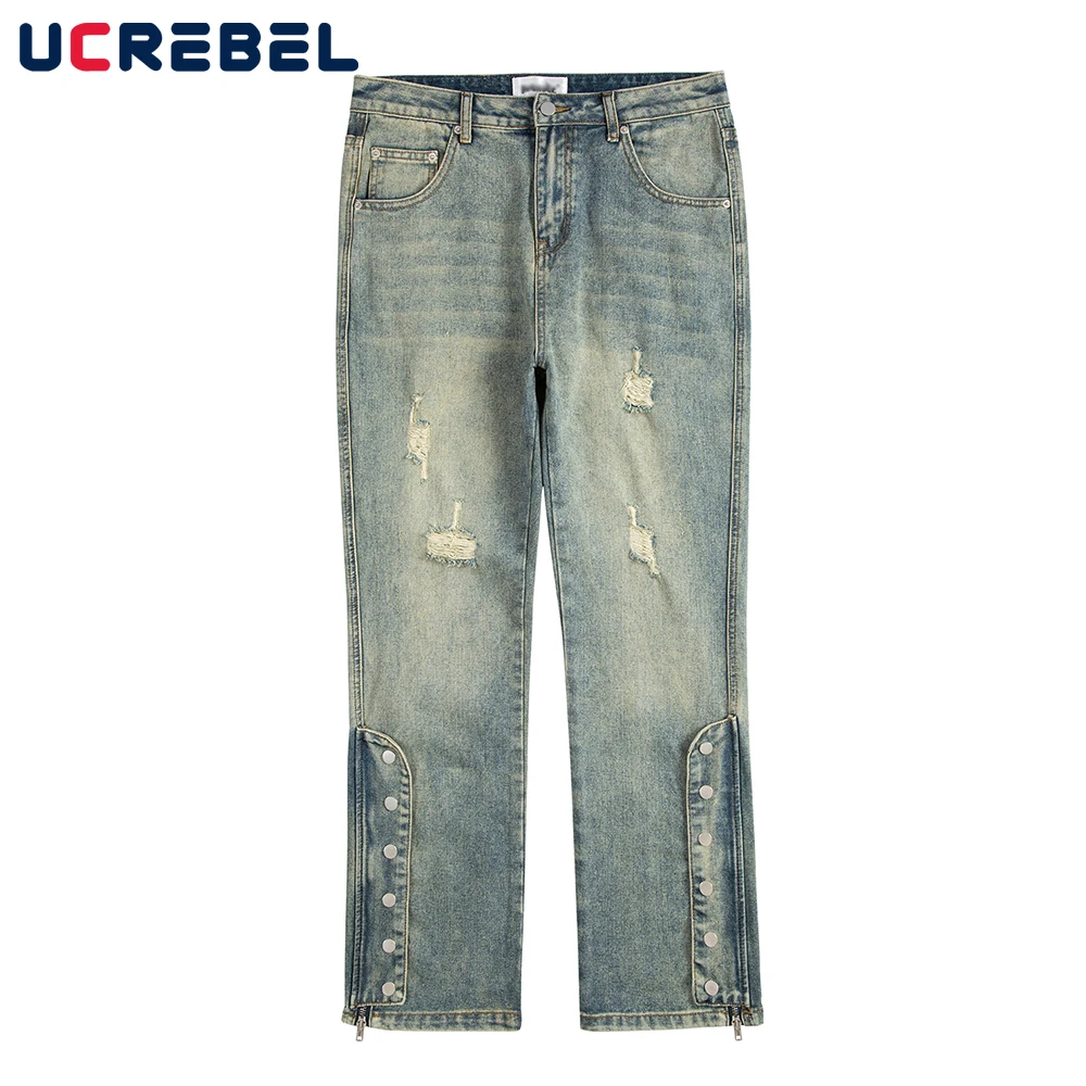 High Street Side Zipper Breasted Casual Jeans Mens Washed Distressed Ripped Hole Straight-leg Pants Men
High Street Side Zipper Breasted Casual Jeans Mens Washed Distressed Ripped Hole Straight-leg Pants Men