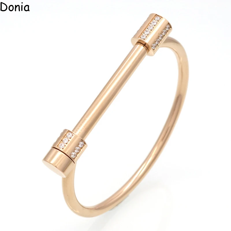 

Donia Jewelry European and American Fashion Horseshoe Buckle Opening Titanium D-Screw Punk Bracelet