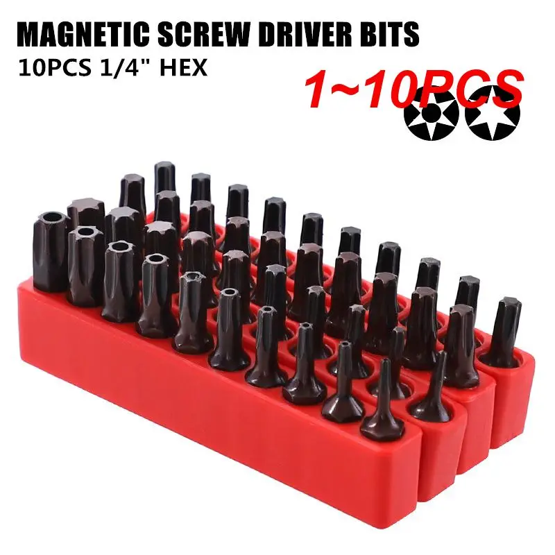 

1~10PCS lot 25mm Torx Screwdriver Bits With Hole Magnetic Set T20 T25 -T40 1/4 Inch Hex Shank Electric Screw Driver Star Bit Set