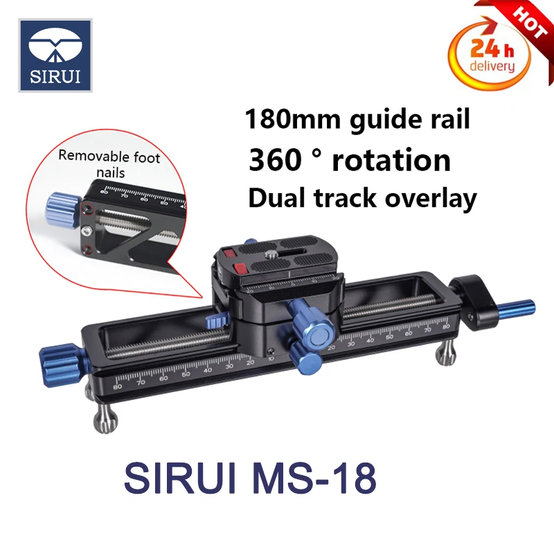 

SIRUI MS-18 Macro Focusing Rail Photography Camera Rail Slider Video Record Track Desktop Shooting 1/4 Screw for DSLR Camera