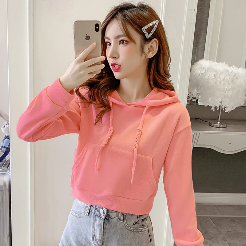 

Sandro Rivers Spring Autumn Season New Big Pocket Hooded Pullover Loose and Tall Fashionable Short Sleeved Sweater for Women