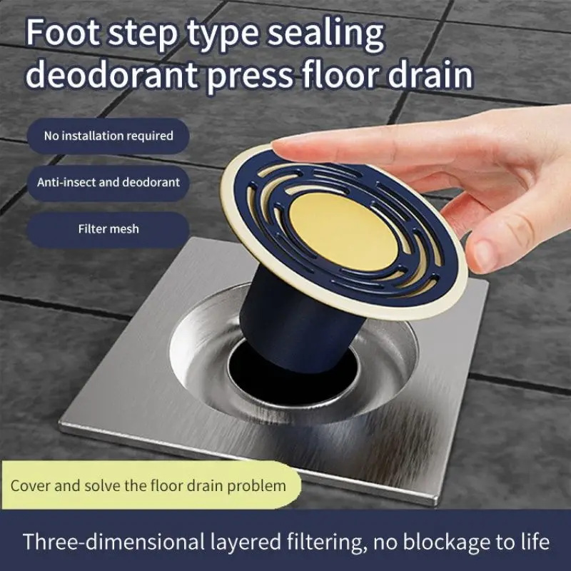 

Foot Step Pop Up Floor Drain Shower Drain Hair Catcher Stopper Bathroom Floor Drain Strainer Insect-proof Deodorant Cover Dropsh