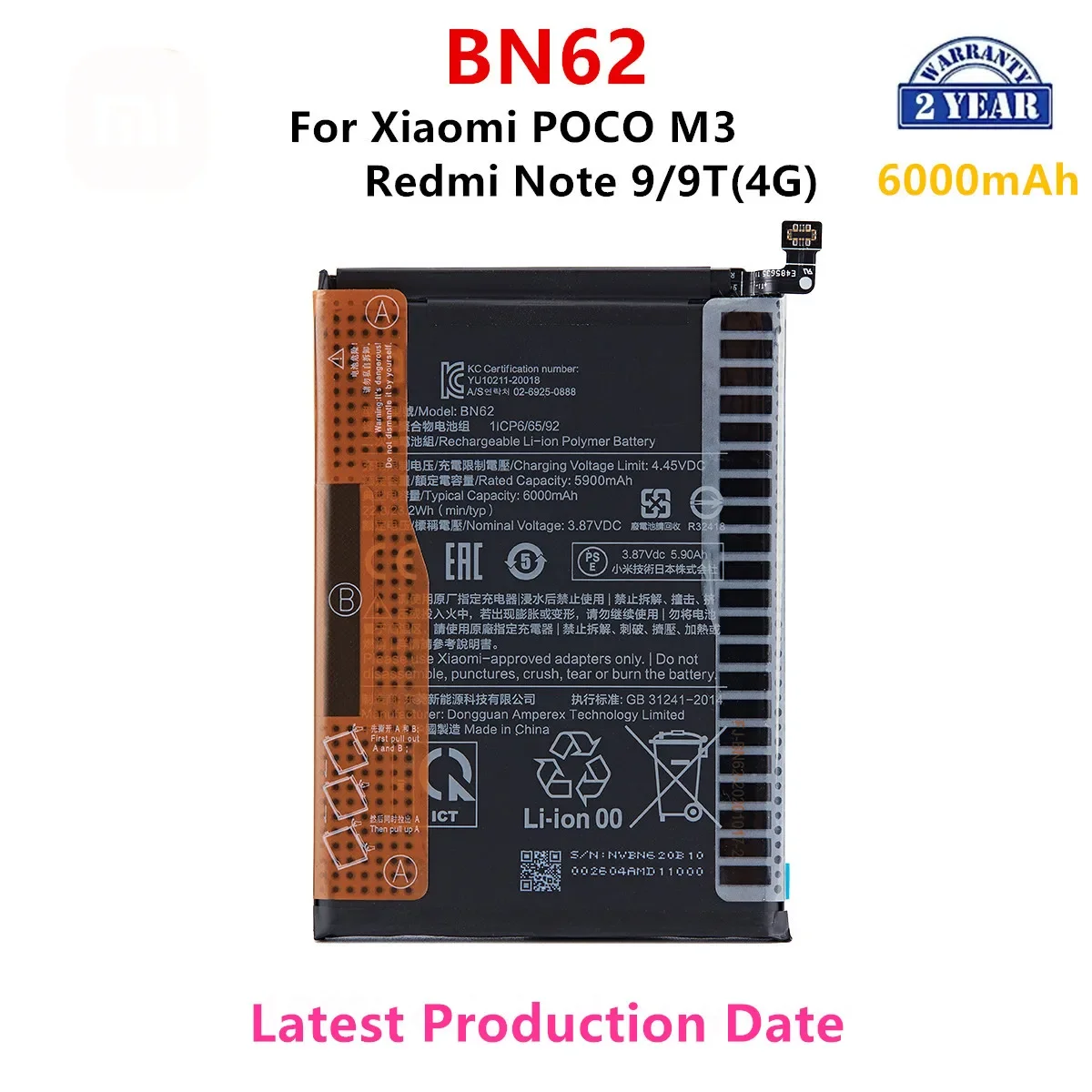 100% Orginal BN62 6000mAh Battery For Xiaomi POCO M3 Redmi Note 9 4G Redmi 9T 4G Phone Replacement Batteries
100% Orginal BN62 6000mAh Battery For Xiaomi POCO M3 Redmi Note 9 4G Redmi 9T 4G Phone Replacement Batteries