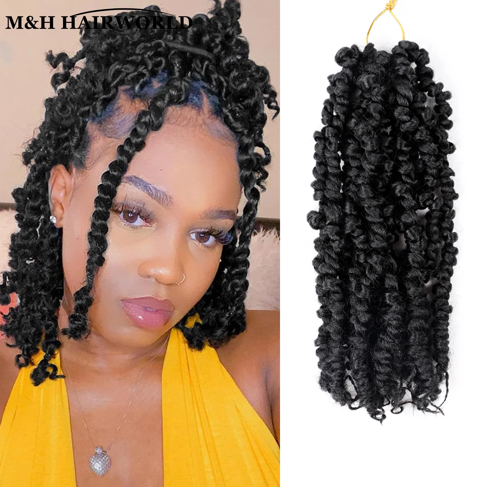 

Black Color Passion Twist Hair Short Crochet Braids Hair 10 Inch Ombre Blonde Brown Synthetic Braiding Hair Extensions For Women