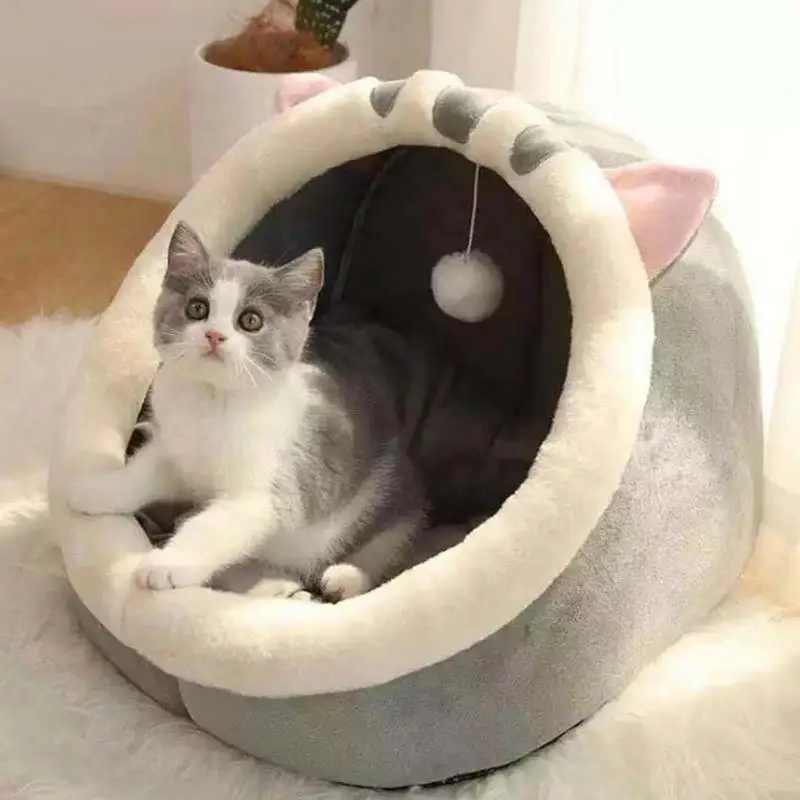 

Cute Cat Bed Pet House Kitten Lounger Cushion Small Dog Tent Mat Washable Puppy Basket Cave Mat Soft for Cats House Bed Supplies