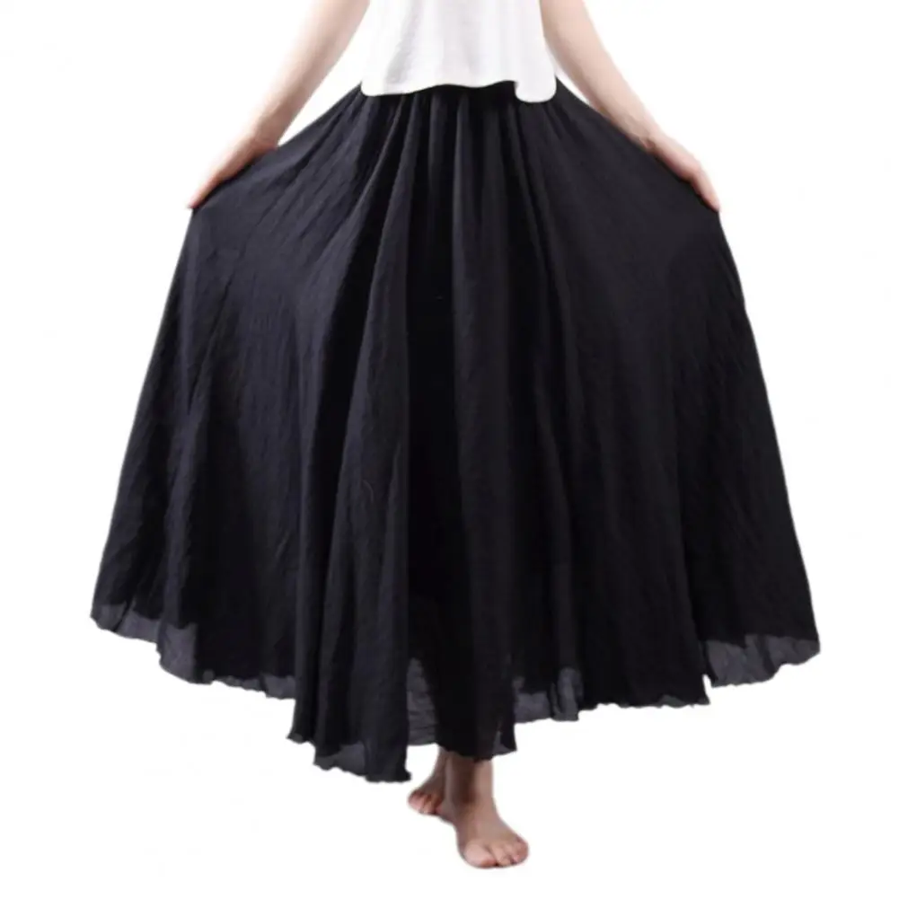 

High-waisted Maxi Skirt Elastic Waist Bohemian Maxi Skirt with Flowy Hem Women's Ethnic Style A-line Streetwear Long for Casual