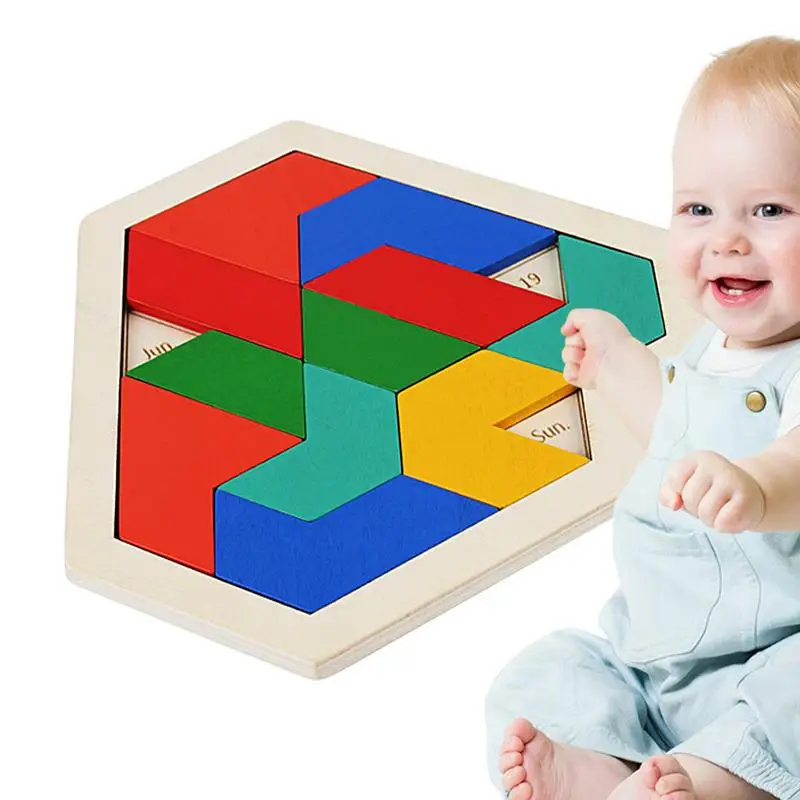 

Hexagon Wooden Puzzle Russian Blocks Brain Teaser Puzzles Challenge Toy Shape Pattern Blocks Tangram Geometry Logic IQ Games