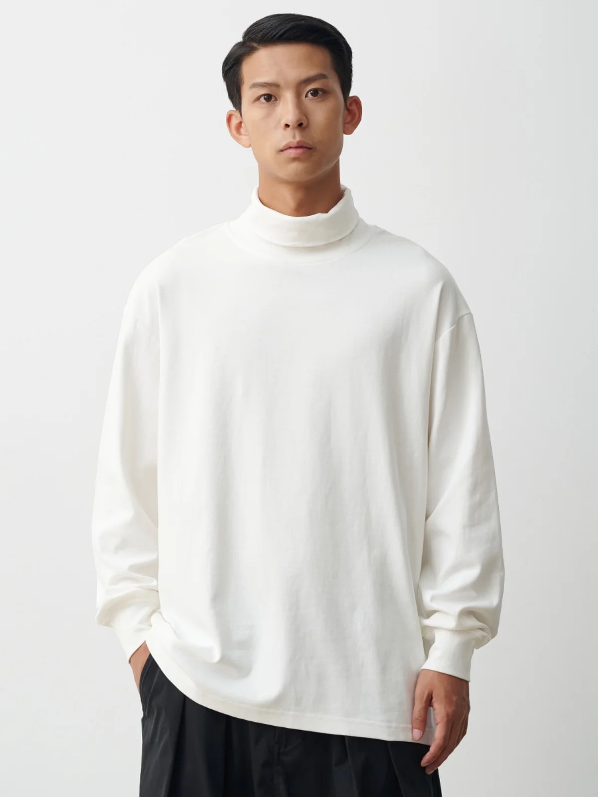 

MIKI Japanese retro half turtleneck bottoming loose long-sleeved T-shirt knitted top
