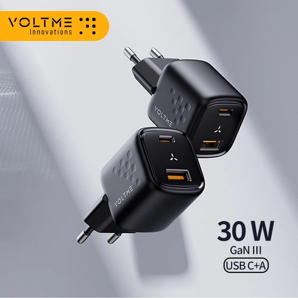 

VOLTME GaN 30W Fast Charger for iPhone 14 13 USB C Charger QC PD 3.0 Dual Portable Adapter Type C Fast Charger for IPad Xiaomi