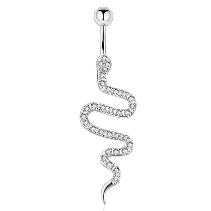 

Fashion Snake Design Belly Button Rings Sparkling Zircon Navel Ring Piercing Bar