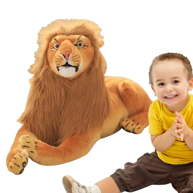 

Lion Plush Stuffed Animal Creative Realistic African Lion Animal Plushie Comfortable Hugging Toy Home Decor For Kids Adults