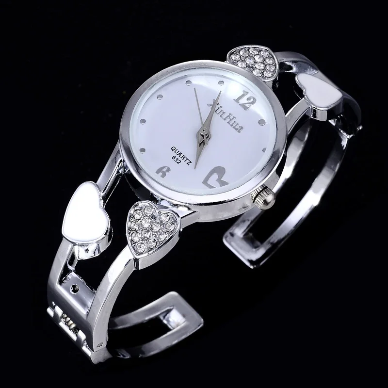 

Women Bangle Watch Quartz Fashion Silver Color Crystal Stainless Steel Luxury High Quality Xinhua Wristwatches Mujer Relogios