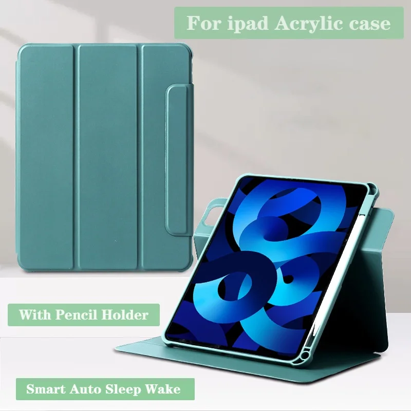

For IPad10th 10.9 Mini6 Pro10.5/Air3 Pro11 360° Rotation Acrylic Tablet Case For Air5/4 10.9 Air1/2 9.7 Smart Auto Sleep Wake