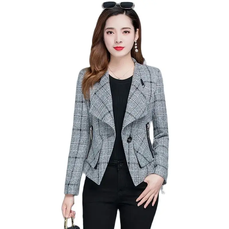 

Женская короткая куртка с длинным рукавом, Короткая свободная куртка в Корейском стиле с воротником-стойкой, весна-осень 2023