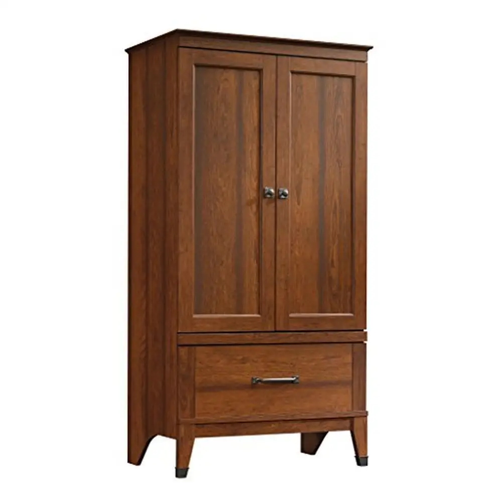 Contemporary Lockable Armoire with Garment Rod Drawer with Safety Lock Wrought Iron Accents Washington Cherry Finish Clothes
Contemporary Lockable Armoire with Garment Rod Drawer with Safety Lock Wrought Iron Accents Washington Cherry Finish Clothes