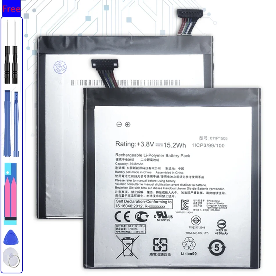 

Tablet Li-Polymer Battery For Asus ZenPad 8.0 Z380KL Z380C Z380CX P022 P024 Tablet PC Battery C11P1505 3948mAh