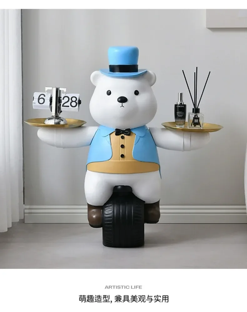Modern Light Luxury Living Room Creative Floor-standing Bear Ornaments Lamp Panel Sofa Storage Tray High-end Home Decoration Modern Light Luxury Living Room Creative Floor-standing Bear Ornaments Lamp Panel Sofa Storage Tray High-end Home Decoration