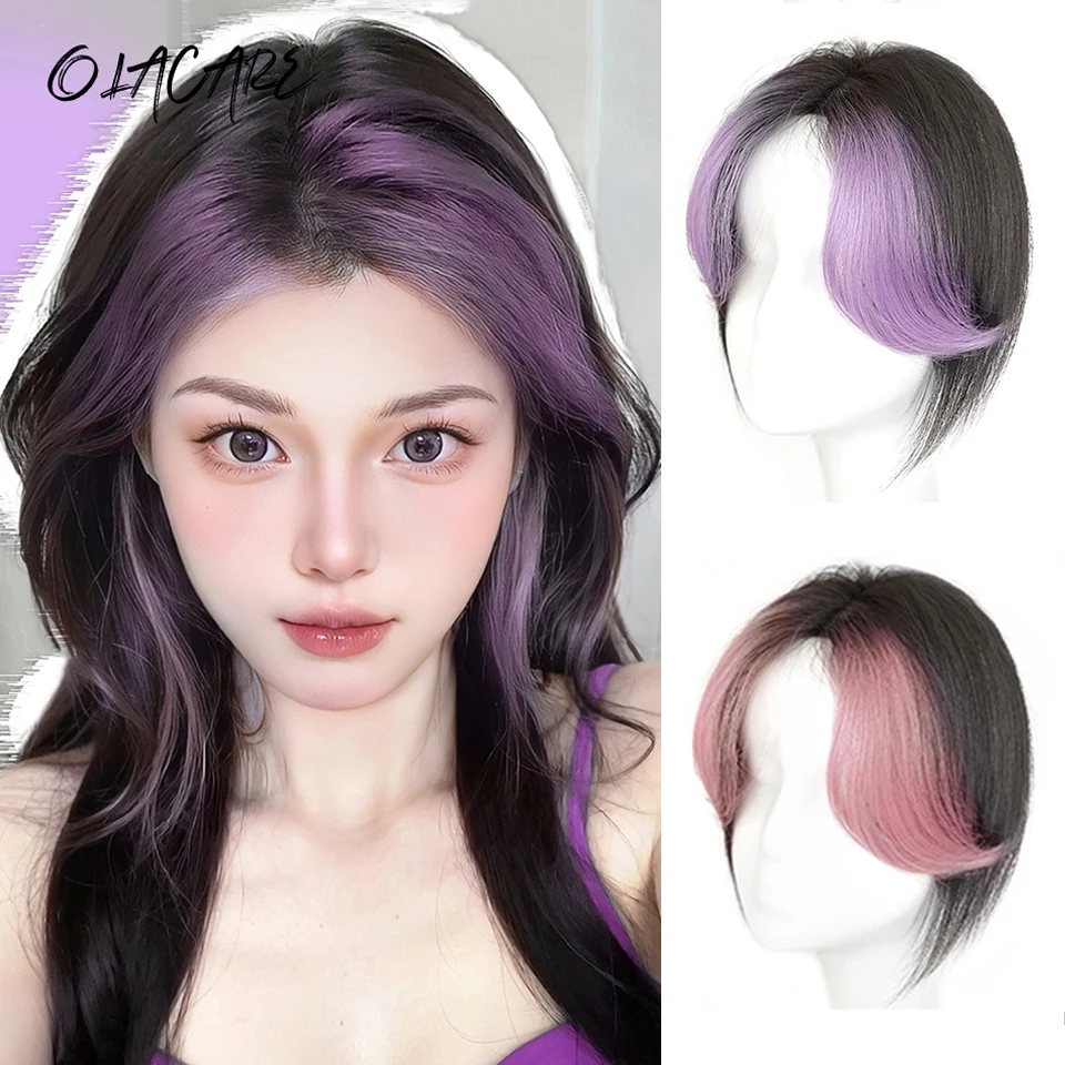 

OLA Middle Part Fake Bangs Fringe Synthetic Topper Hairpiece Clip-In Bang Extension Natural Invisible Clourse Hairpiece Women