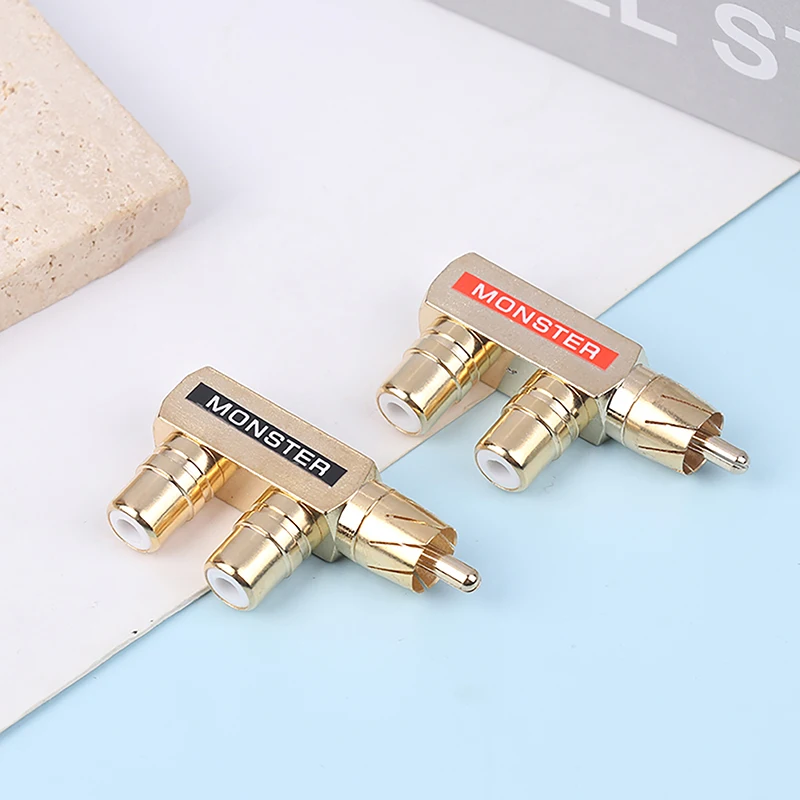 

Gold Plated AV Audio Splitter Plug RCA One In Two One Male And Two Females Adapters 1 Male To 2 Female F Connector