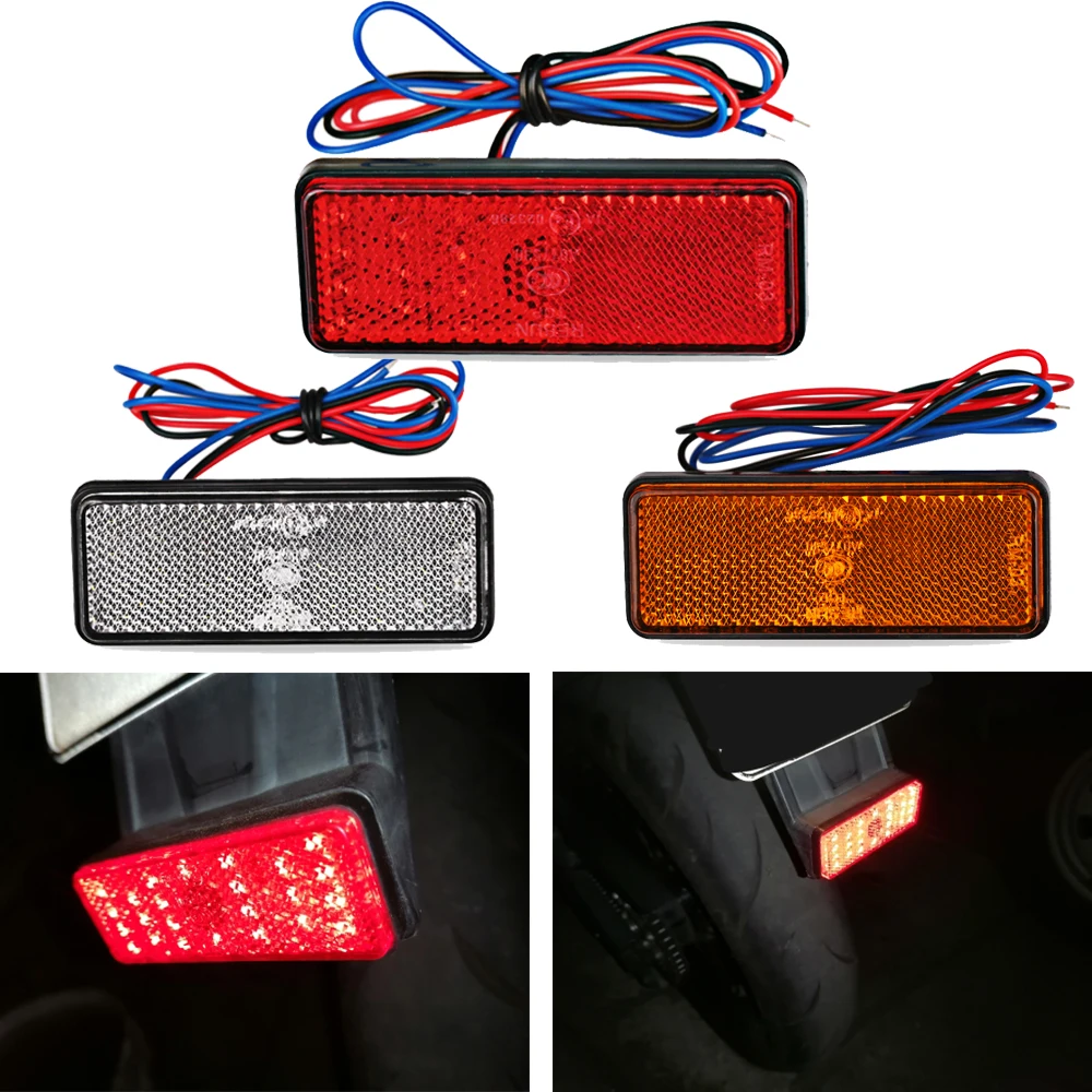 

1pcs 24LED Rectangle Motorcycle Reflector Tail Brake Turn Signal Light Lamp Car/ATV LED Reflectors/Truck Side Warning Lights