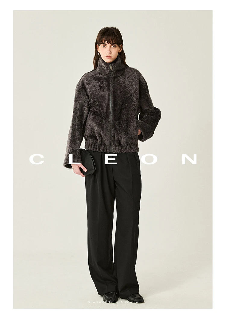 High-end Luxury Lacon Lamb Fur Cropped Winter Jackets for Women 2025 Simple Stand Collar Genuine Leather Real Fur Shearling Coat High-end Luxury Lacon Lamb Fur Cropped Winter Jackets for Women 2025 Simple Stand Collar Genuine Leather Real Fur Shearling Coat