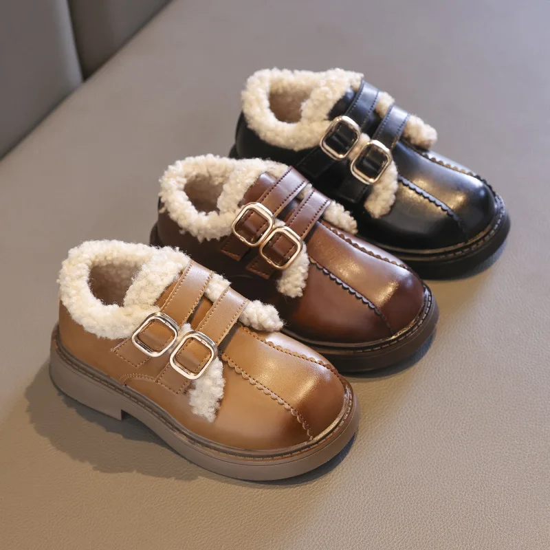 Children Leather Shoes Winter Lamb Wool Warm Girls Shoes Thicken Plush Loafers British Style Kids Shoes Thick Sole Cotton Shoes
Children Leather Shoes Winter Lamb Wool Warm Girls Shoes Thicken Plush Loafers British Style Kids Shoes Thick Sole Cotton Shoes