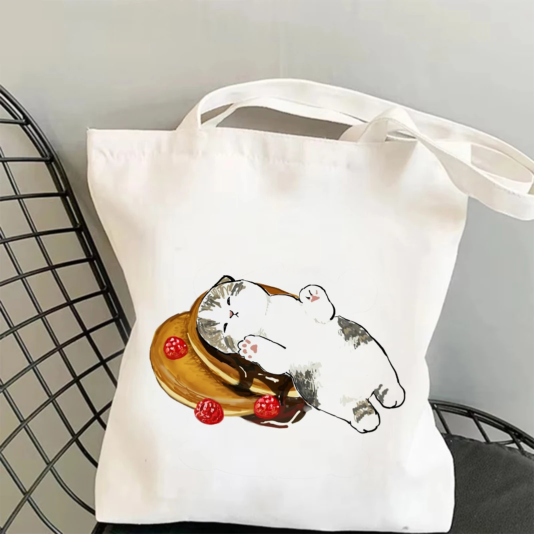 Cute Cats and Food Canvas Tote Bag - Adorable Creativity-Inspired Shoulder Bag 9 S1474255c0016492996a11417a562f59dQ