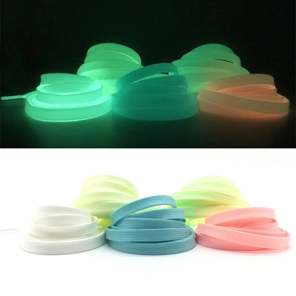 

1 Pairs Sports Luminous Shoelace Glow In The Dark Night Color Fluorescent Shoelace Athletic Flat Shoe Laces (White)