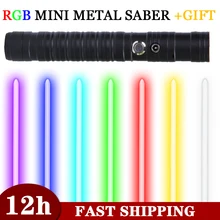 Mini Laser Sword RGB Double-edged Light Saber 7 Colors Change Lightsaber Metal Handle Heavy Dueling Sound FX Blaster Toy Cosplay 
Mini Laser Sword RGB Double-edged Light Saber 7 Colors Change Lightsaber Metal Handle Heavy Dueling Sound FX Blaster Toy Cosplay