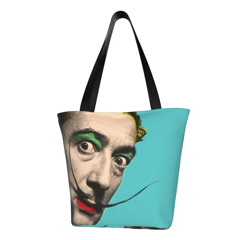 

Custom Salvador Dali Spain Artist Shopping Canvas Bag Women Recycling Grocery Pop Art Portrait Shopper Tote Bags