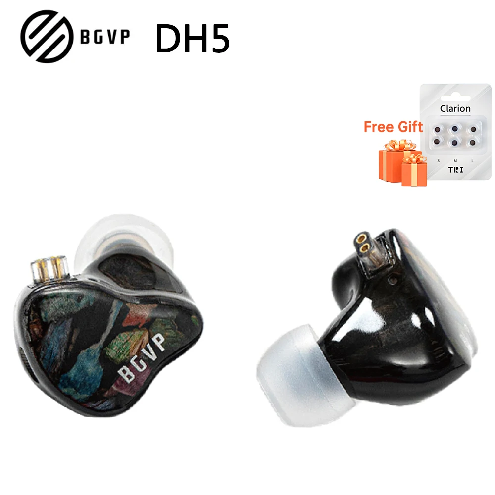 

BGVP DH5 1DD+4BA Hybrid Wired Earphone In Ear Monitor Bass Sports Music Headphones with Mic 0.78 2Pin Interface HiFi Headset
