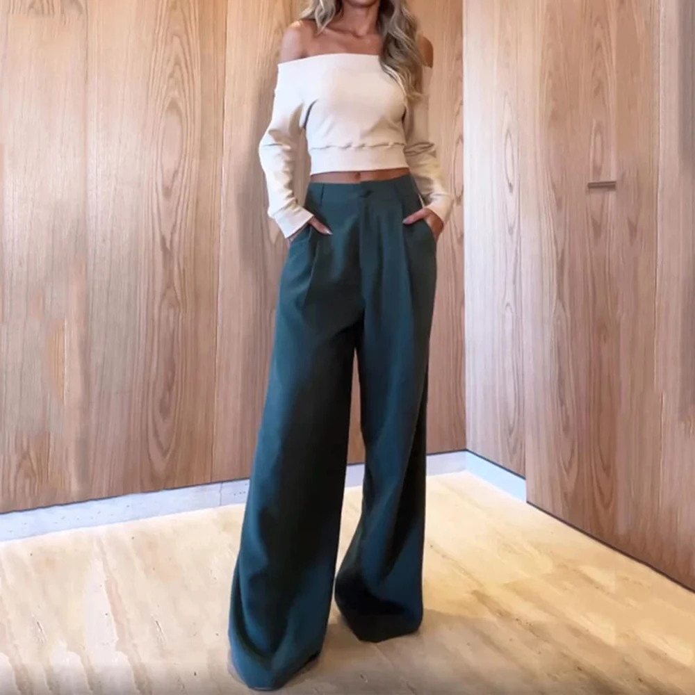 2023 Autumn And Winter Elegant Women Suits Solid Slash Neck Pocket Fahion Casual Sets Streetwear 2-Piece(Tops+Wide Leg Pants)
2023 Autumn And Winter Elegant Women Suits Solid Slash Neck Pocket Fahion Casual Sets Streetwear 2-Piece(Tops+Wide Leg Pants)