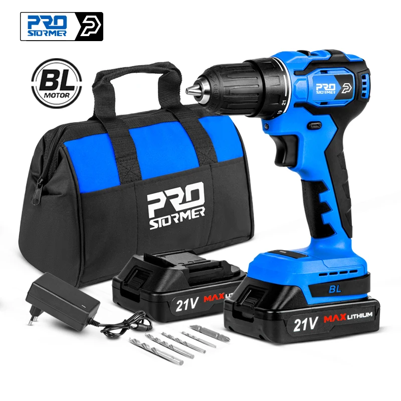 21V Cordless Drill 40NM Brushless Mini Electric Driver Screwdriver 2.0Ah Battery Household Power Tools 5pcs Bits by PROSTORMER
21V Cordless Drill 40NM Brushless Mini Electric Driver Screwdriver 2.0Ah Battery Household Power Tools 5pcs Bits by PROSTORMER