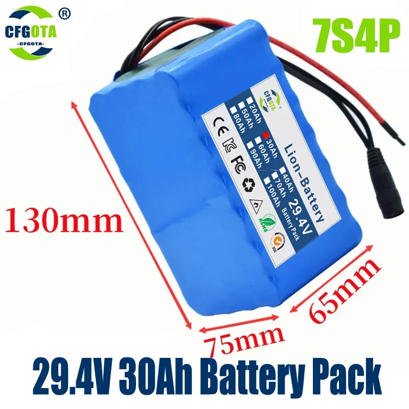 7s4p 24v 30ah 29.4v for lithium-ion battery built-in bms electric bicycle unicycle scooter wheelchair motor + 2a charger
7s4p 24v 30ah 29.4v for lithium-ion battery built-in bms electric bicycle unicycle scooter wheelchair motor + 2a charger