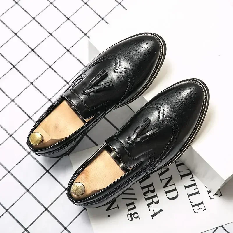 

Work Men's British Style Casual Black Business Leather Casual Office Social Derby Shoes