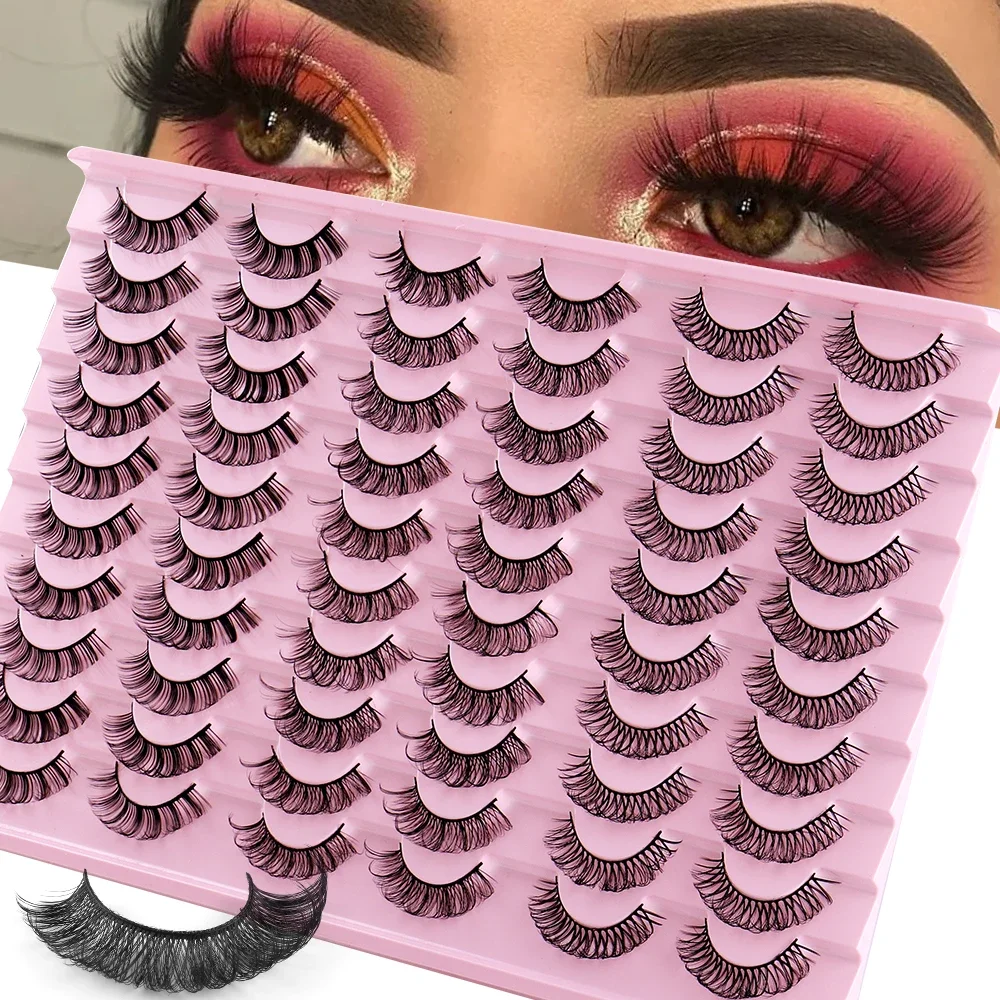 

30 Pairs 3D Faux Mink Lashes Natural Fluffy False Eyelashes Dramatic Long Wispies Lash Extension Volume Beauty 3D Eyelashes