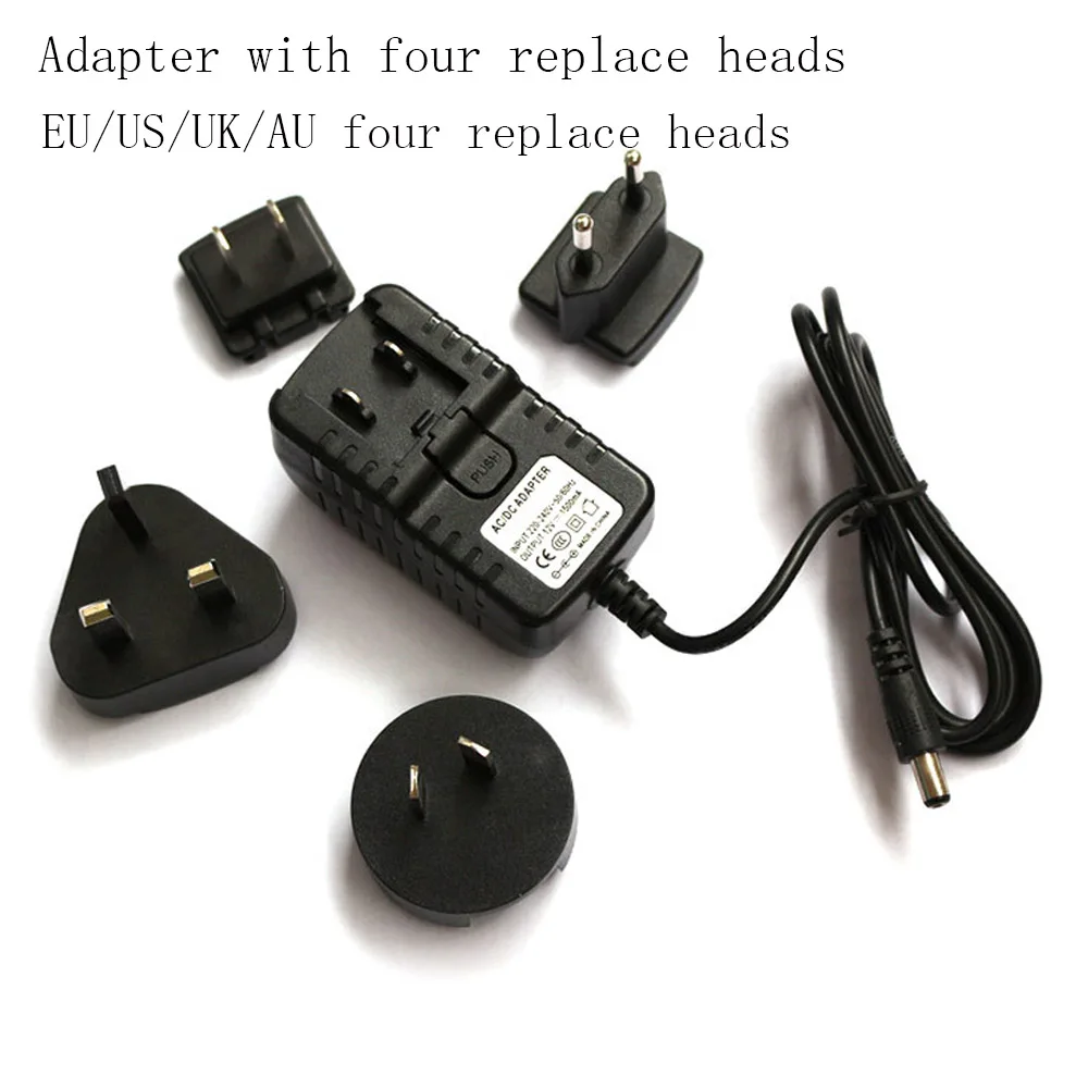 

4 in 1 Interchangeable Power Adapter Supply AC100-240V Input to DC 5V/12V 1A/3A Power Adapter with EU US UK AU Replace Heads