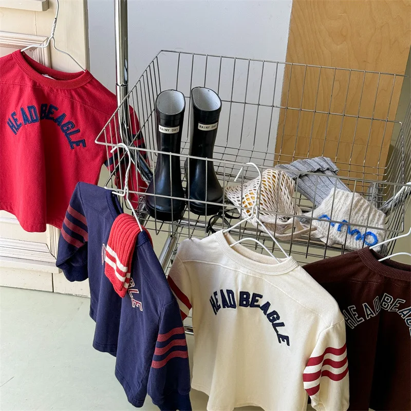 2025 Autumn New Children Long Sleeve T Shirts Boys Girls Letter Embroidery Cotton Tops Kids Casual Sweatshirt Bottoming Shirt 48 S1485d266dfc649918095226d70cf83626