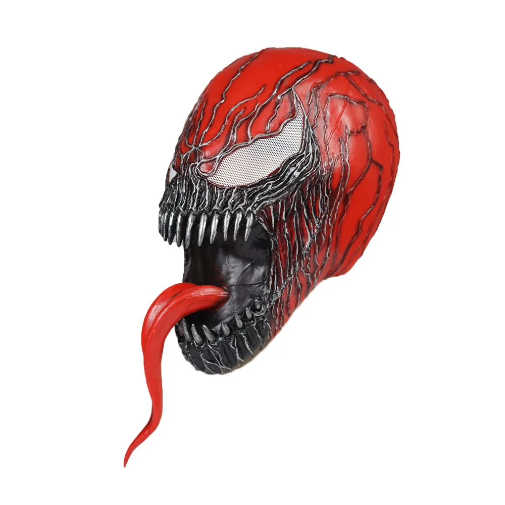 

Cos Red Horror Real Latex Mask Venom Cosplay Full Face Superhero Mascaras Halloween Headgear Scream Villain Scary Masquerade