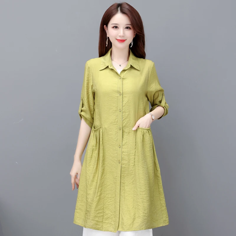 Summer Tops for Women Long Shirt Solid Color Summer Cardigan Vintage Blouse 2023 Loose Women's Blouses High Quality
Summer Tops for Women Long Shirt Solid Color Summer Cardigan Vintage Blouse 2023 Loose Women's Blouses High Quality
