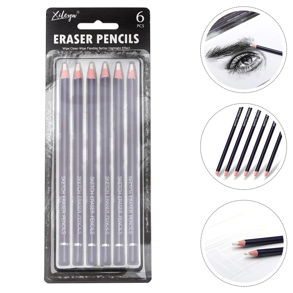 

6 Pcs Sketch Pencil Rubber Used Painting Eraser Student Supplies Type Decorative